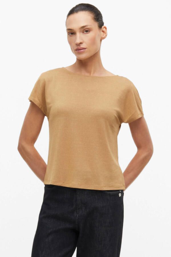 S.Oliver BLACK LABEL regular fit top met glitters beige