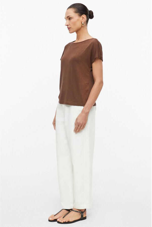 S.Oliver BLACK LABEL regular fit top met open rug bruin - Foto 3