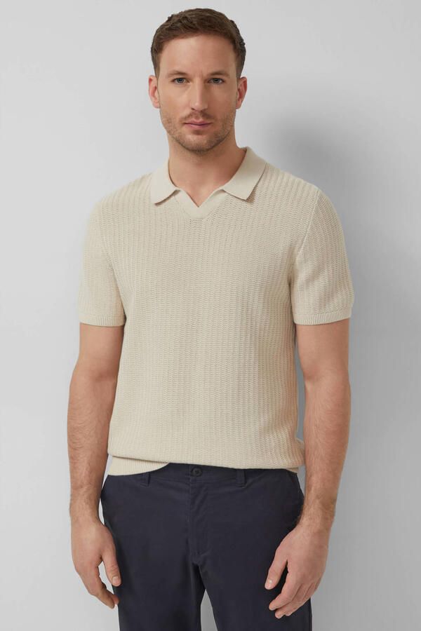 S.Oliver BLACK LABEL regular polo gebreid beige