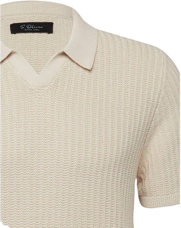 S.Oliver BLACK LABEL regular polo gebreid beige - Foto 2