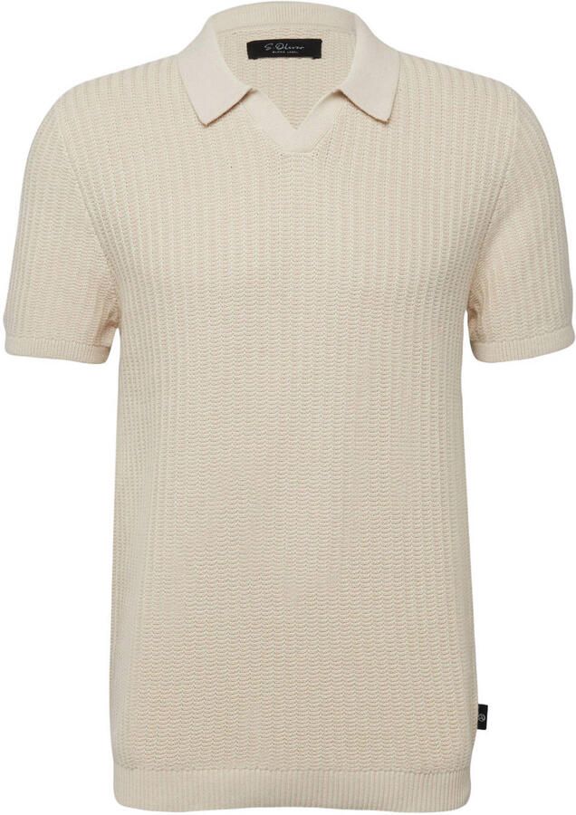 S.Oliver BLACK LABEL regular polo gebreid beige - Foto 3