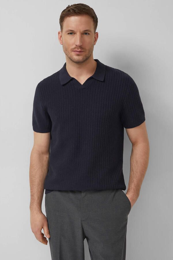 S.Oliver BLACK LABEL regular polo gebreid donkerblauw