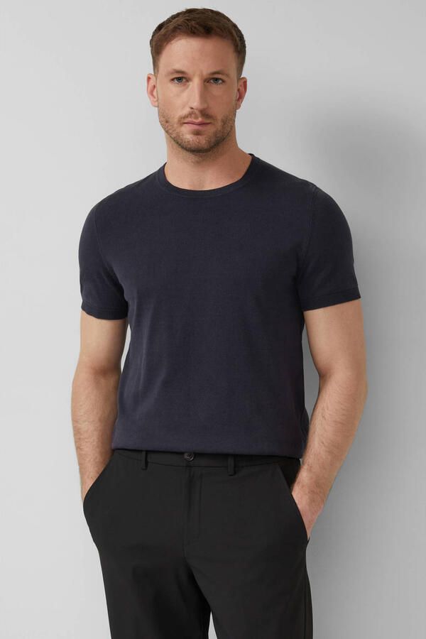 S.Oliver BLACK LABEL regular T-shirt fijn gebreid donkerblauw
