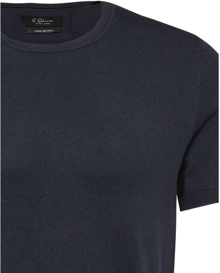 S.Oliver BLACK LABEL regular T-shirt fijn gebreid donkerblauw - Foto 2