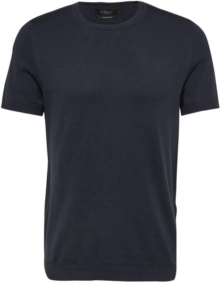 S.Oliver BLACK LABEL regular T-shirt fijn gebreid donkerblauw - Foto 3