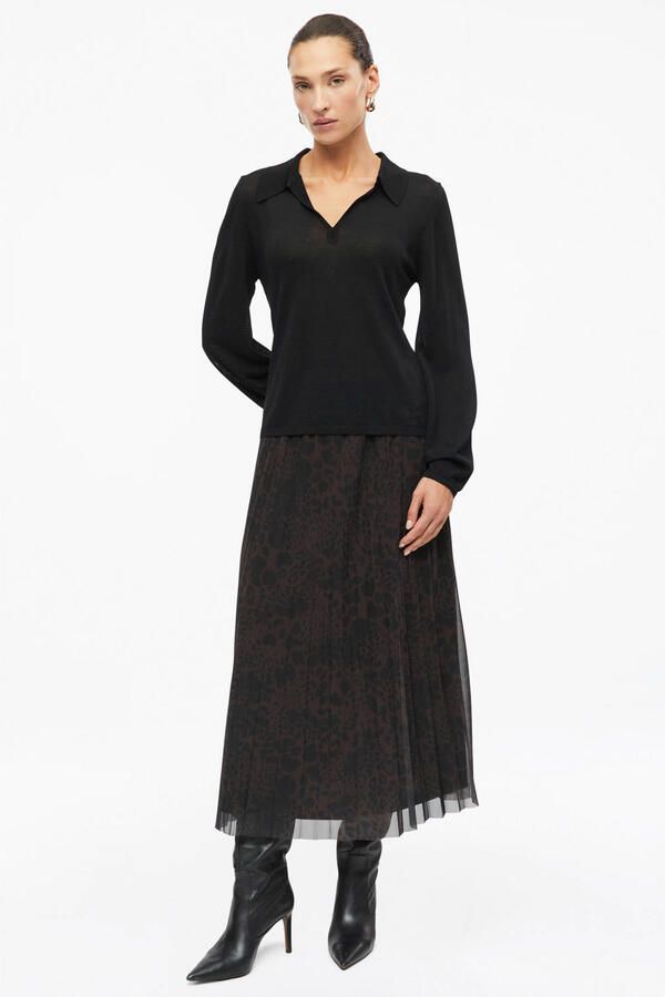 S.Oliver BLACK LABEL semi-transparante midi plissé rok met panterprint donkerbruin - Foto 3