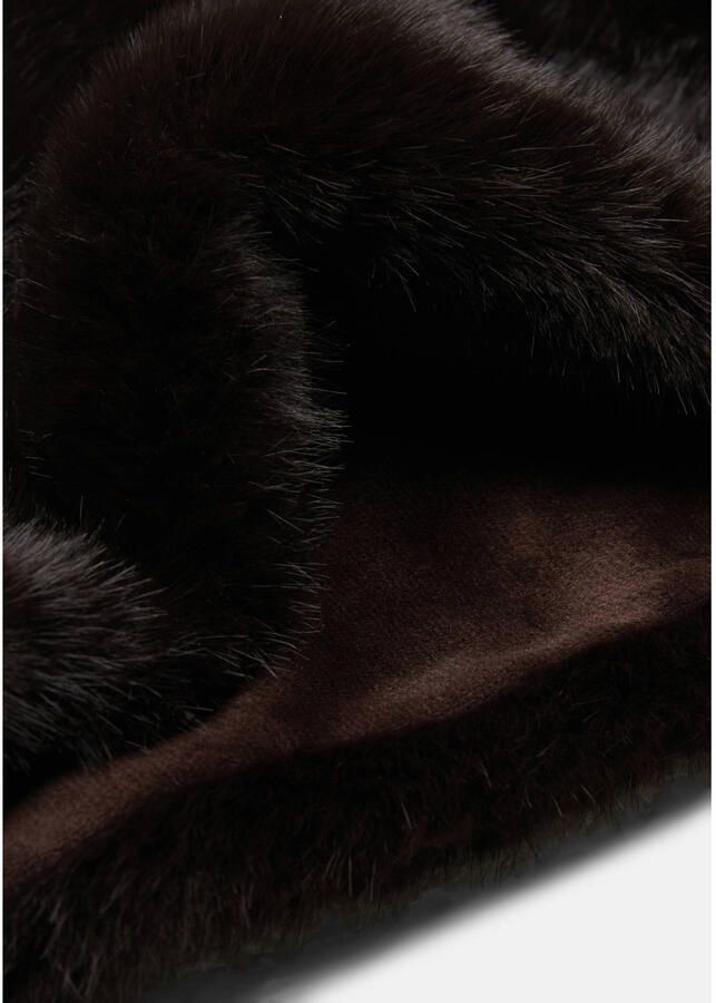 S.Oliver BLACK LABEL sjaal van imitatiebont donkerbruin - Foto 2