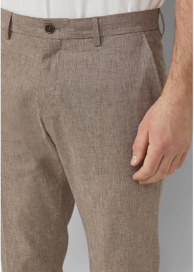 S.Oliver BLACK LABEL slim geruite chino met linnen donkerbruin - Foto 2