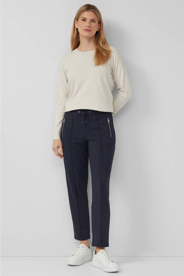 S.Oliver BLACK LABEL slim regular waist casual broek marineblauw
