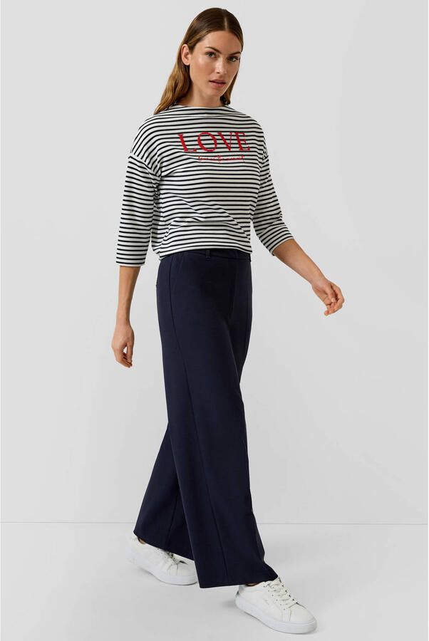 S.Oliver BLACK LABEL straight high waist broek marineblauw