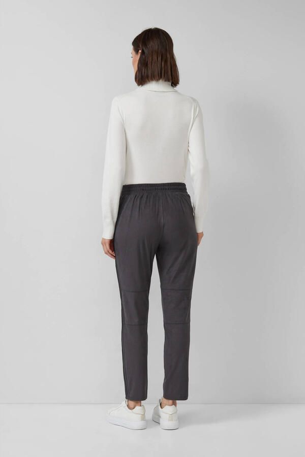 S.Oliver BLACK LABEL suede tapered regular waist casual broek antraciet - Foto 2