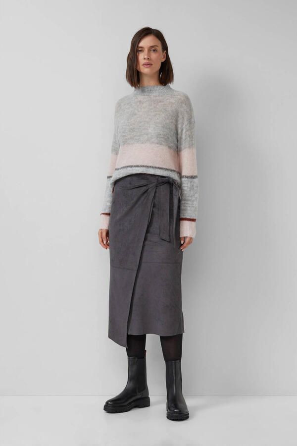 S.Oliver BLACK LABEL Getailleerde rok in leren look en knoopdetail - Foto 2