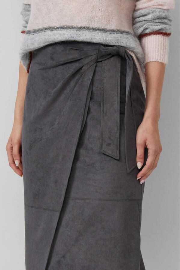 S.Oliver BLACK LABEL Getailleerde rok in leren look en knoopdetail - Foto 1