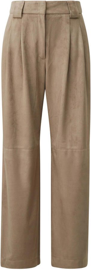 S.Oliver BLACK LABEL suèdelook straight leg casual broek met plooien lichtbruin