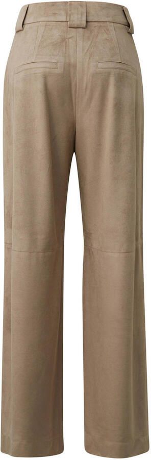 S.Oliver BLACK LABEL suèdelook straight leg casual broek met plooien lichtbruin - Foto 2