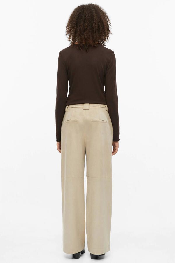S.Oliver BLACK LABEL suèdelook straight leg casual broek met plooien lichtbruin - Foto 2