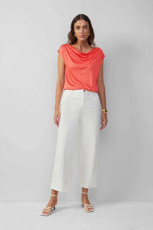 S.Oliver BLACK LABEL Loose fit shirt van glanzende viscose met cascadehals