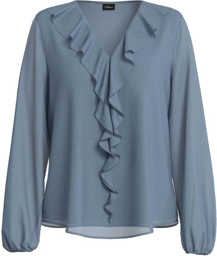 S.Oliver BLACK LABEL top met ruches grijsblauw