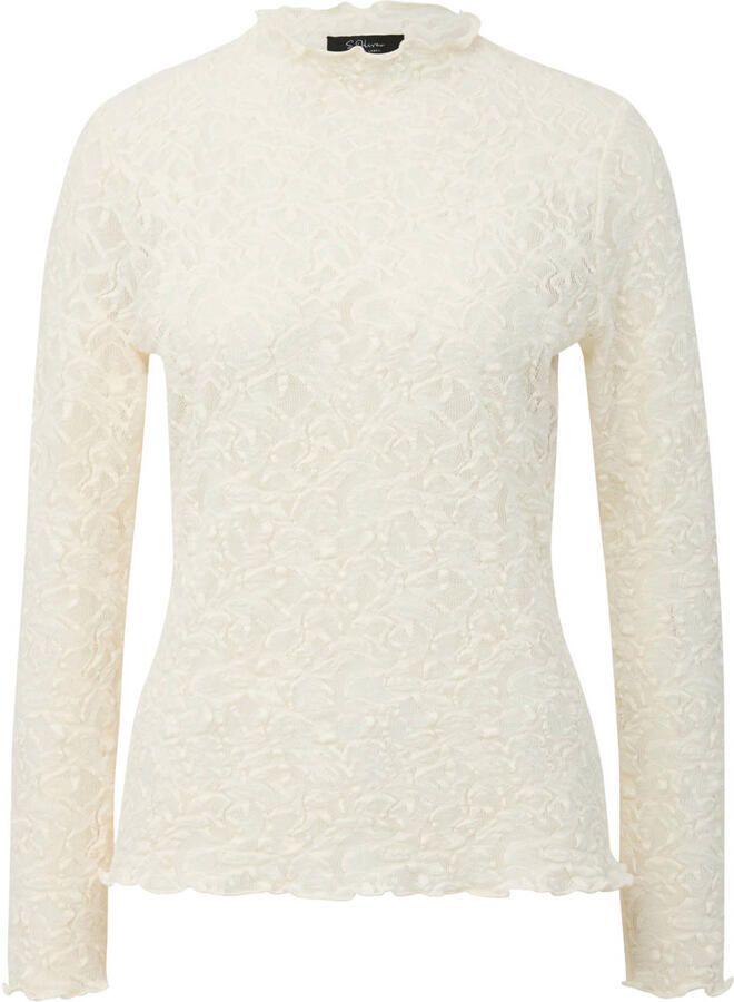 S.Oliver BLACK LABEL kanten top met ruches ecru