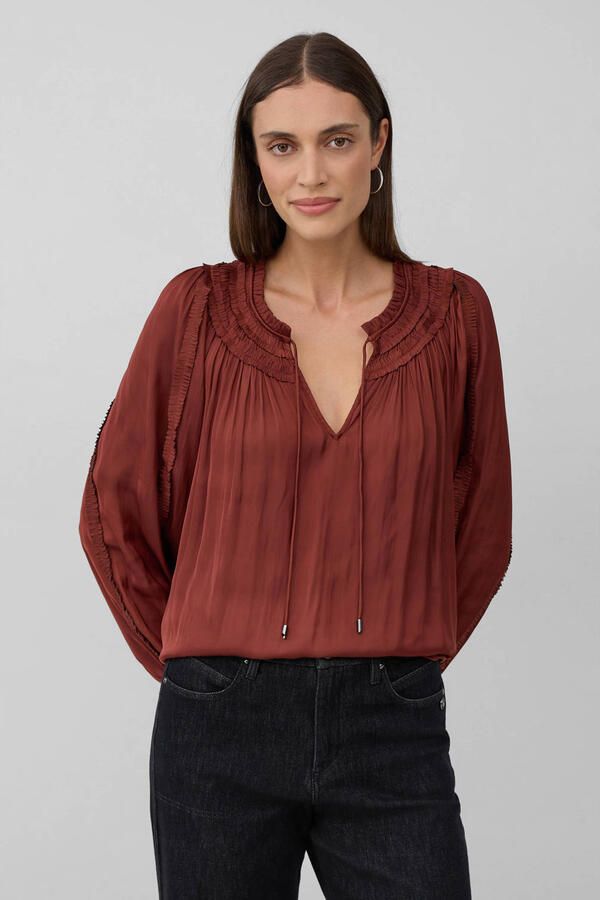 S.Oliver BLACK LABEL Regular fit blouse met lange mouwen en ruches - Foto 2