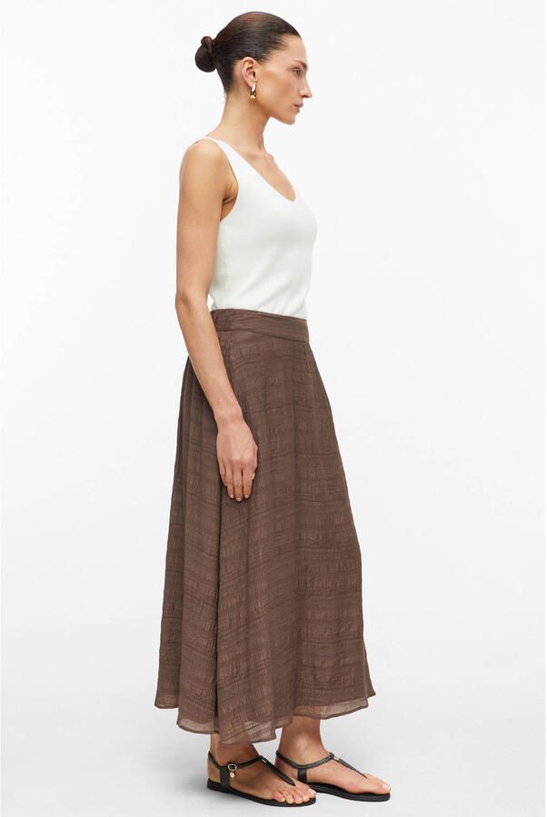 S.Oliver BLACK LABEL viscose regular fit midi rok bruin - Foto 2