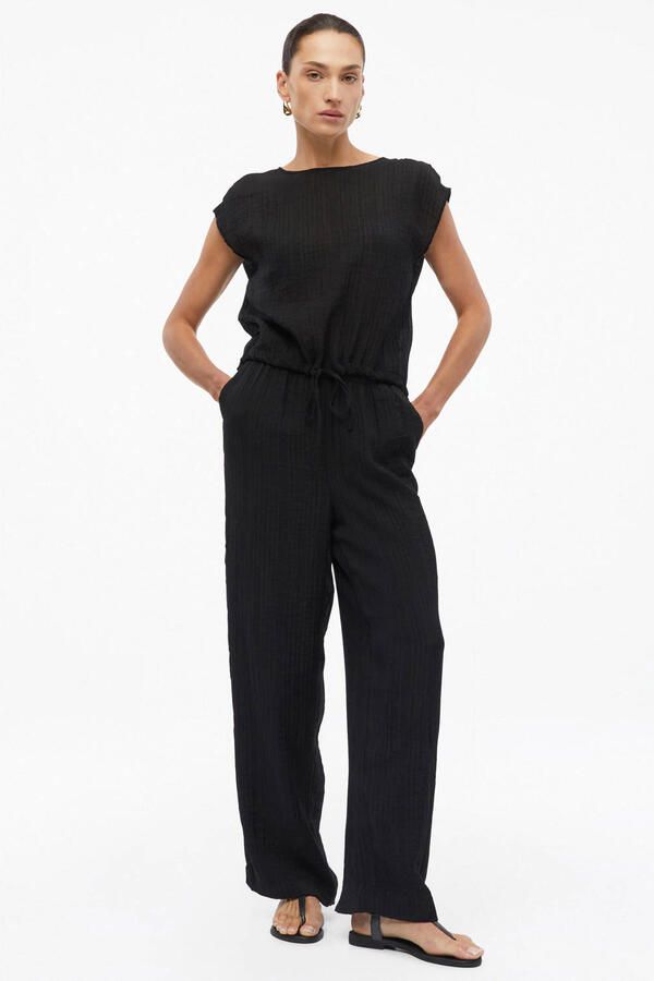 S.Oliver BLACK LABEL viscose wide leg broek zwart