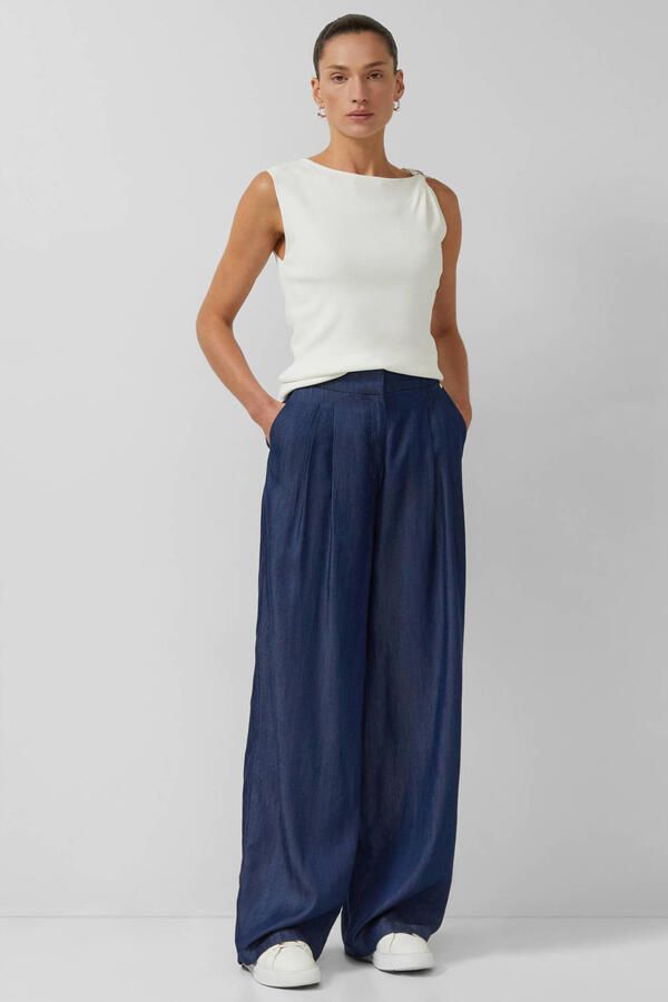 S.Oliver BLACK LABEL wide leg high waist broek marineblauw - Foto 2