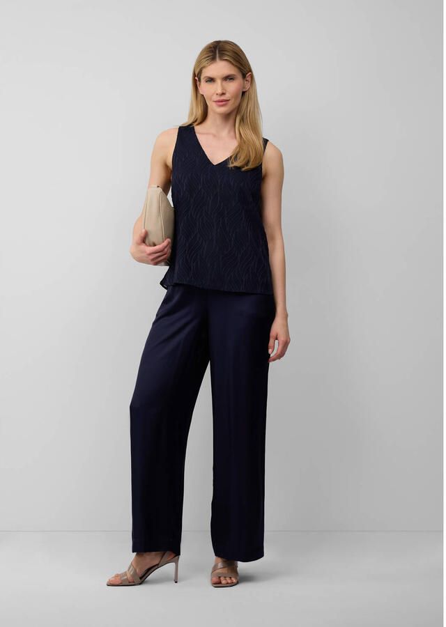 S.Oliver BLACK LABEL wide leg high waist casual broek marine