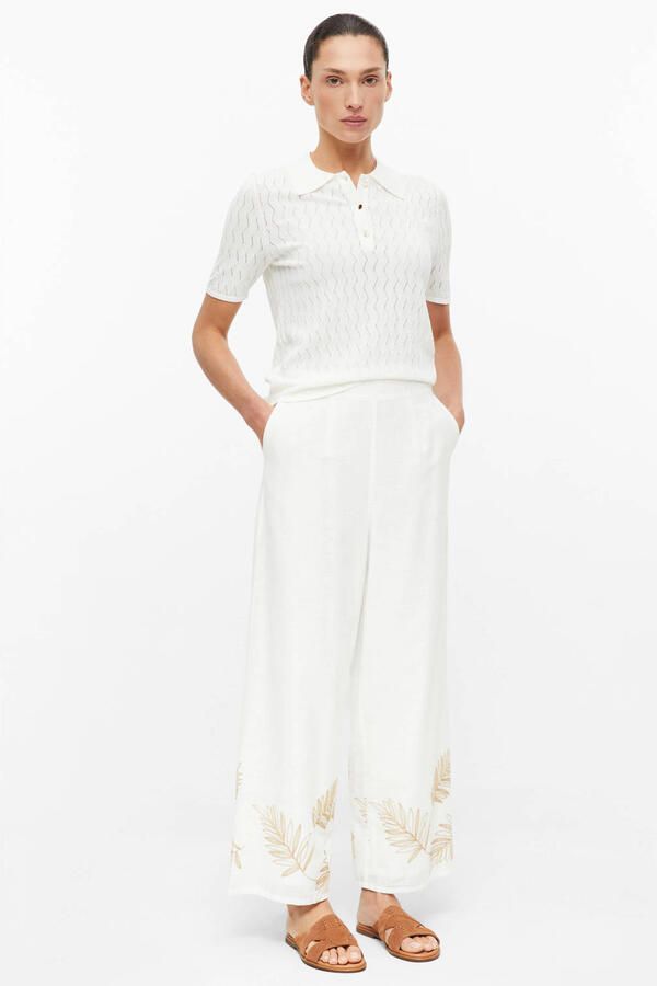 S.Oliver BLACK LABEL wide leg regular waist broek wit