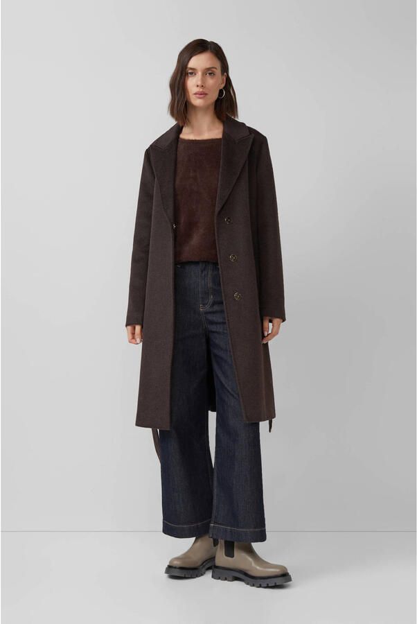 S.Oliver BLACK LABEL Regular fit lange wollen jas met tailleriem om te strikken - Foto 2