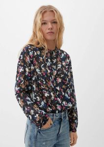 S.Oliver blouse met all over print donkerblauw roze bruin