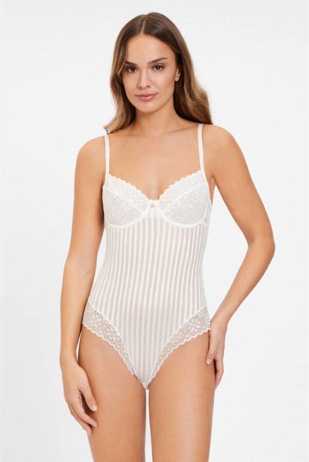 S.Oliver RED LABEL Beachwear Body AMELIE van fijne netstof in een streep-look