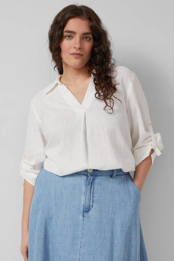 S.Oliver Curve blouse met linnen ecru