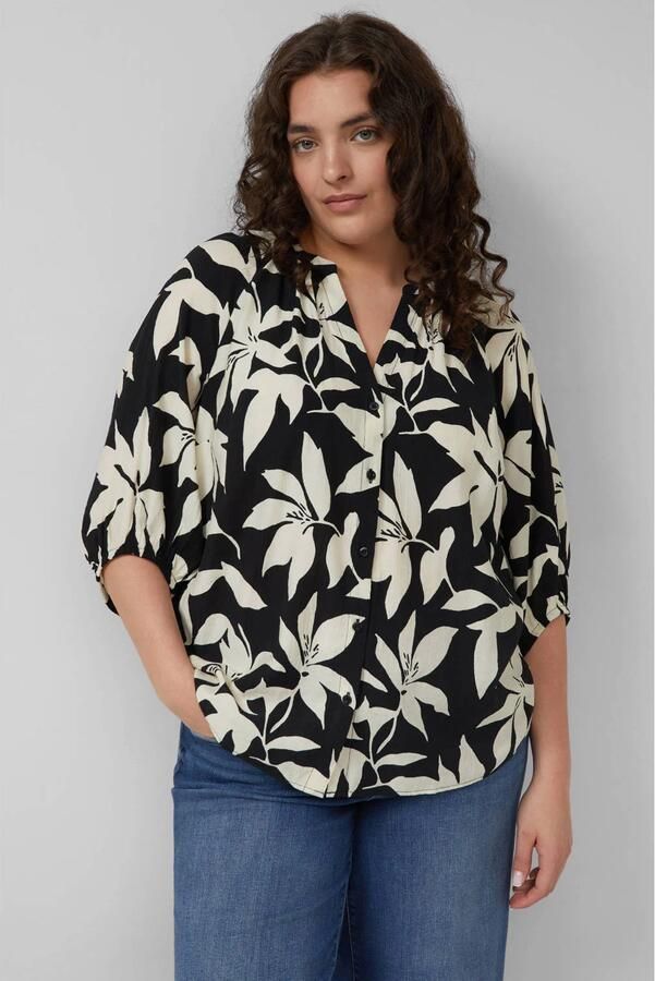 S.Oliver Curve gebloemde blouse zwart
