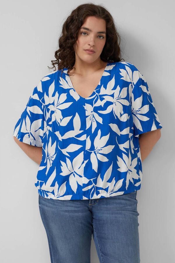 S.Oliver Curve gebloemde top blauw
