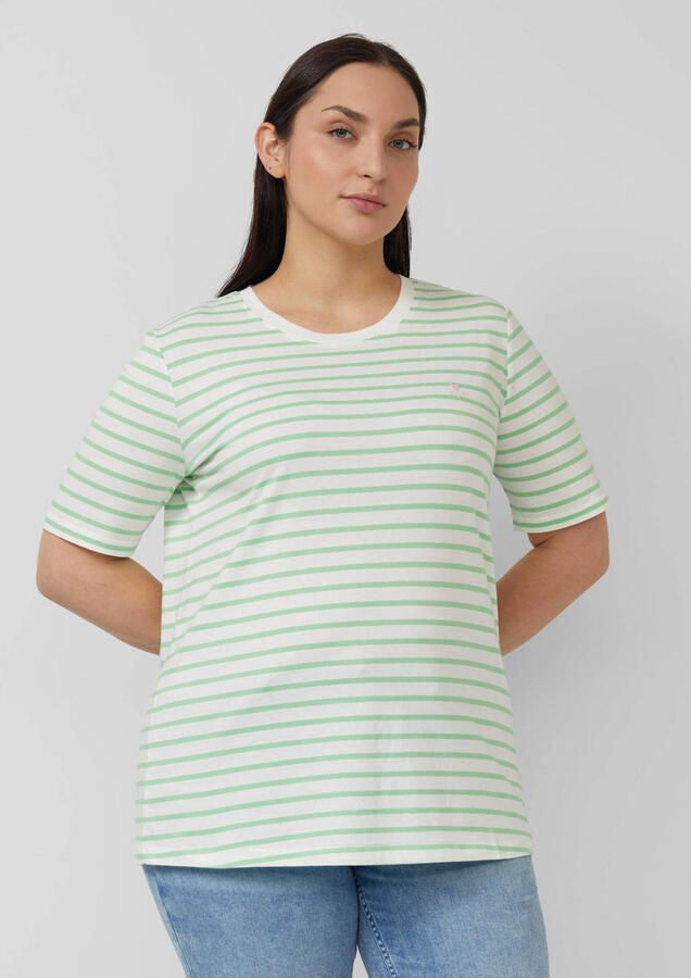S.Oliver Curve gestreepte T-shirt lichtgroen