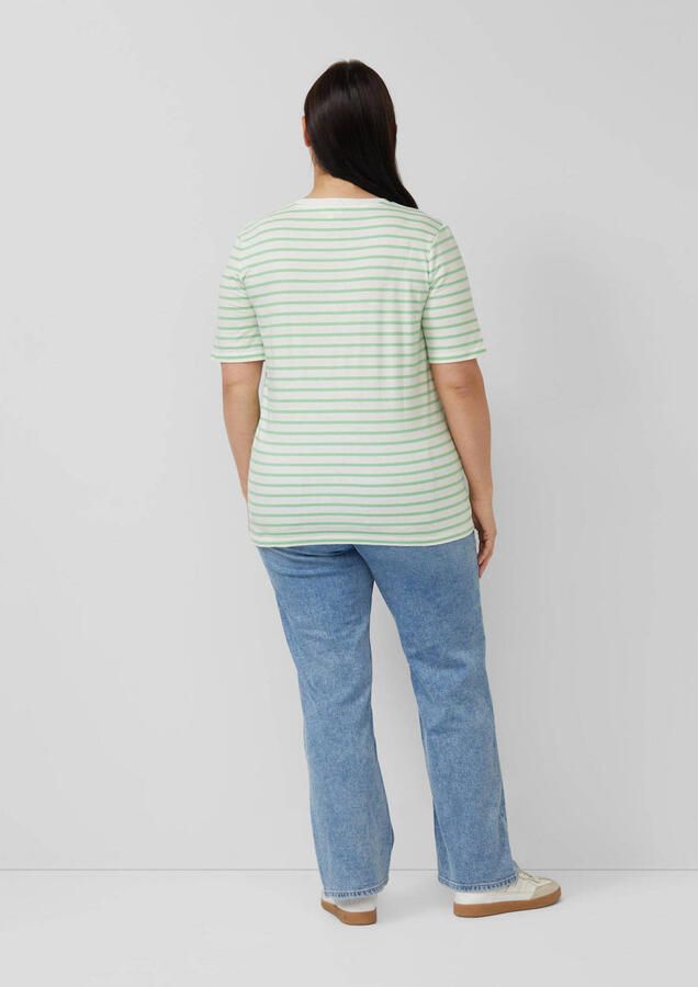 S.Oliver Curve gestreepte T-shirt lichtgroen - Foto 2