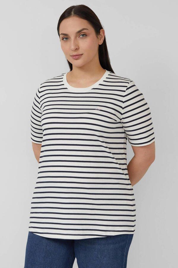 S.Oliver Curve gestreepte T-shirt marineblauw
