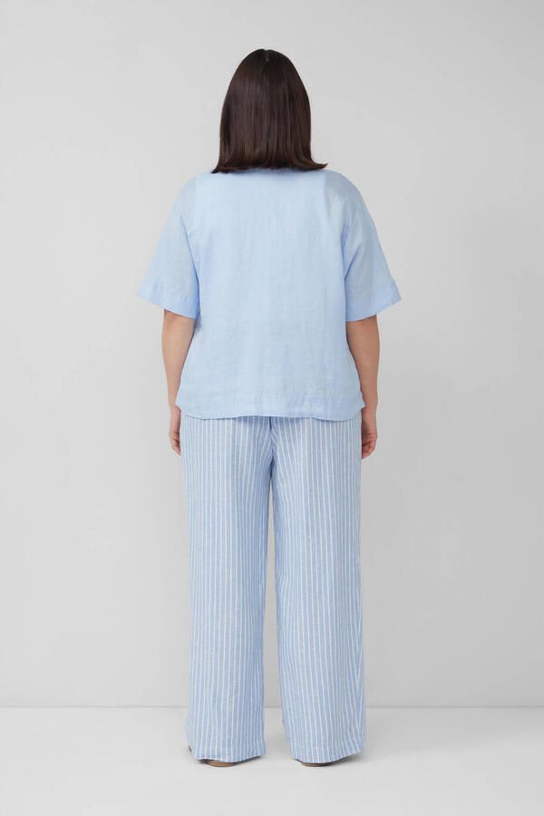 S.Oliver Curve linnen blouse lichtblauw - Foto 3