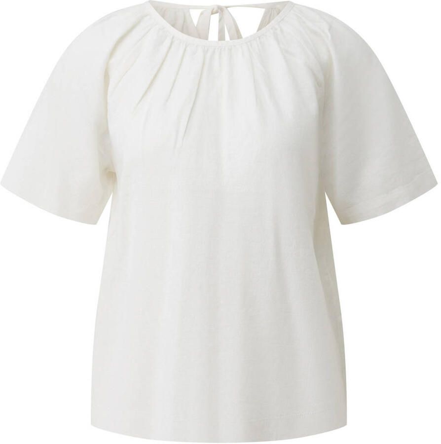 S.Oliver Curve linnen top met cut-out Plus Size wit