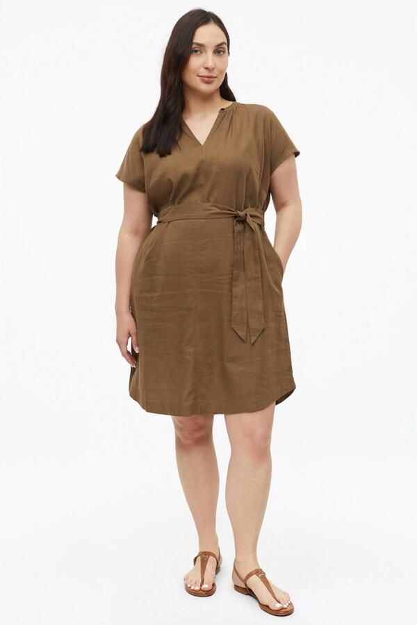 S.Oliver Curve linnen zomerjurk bruin