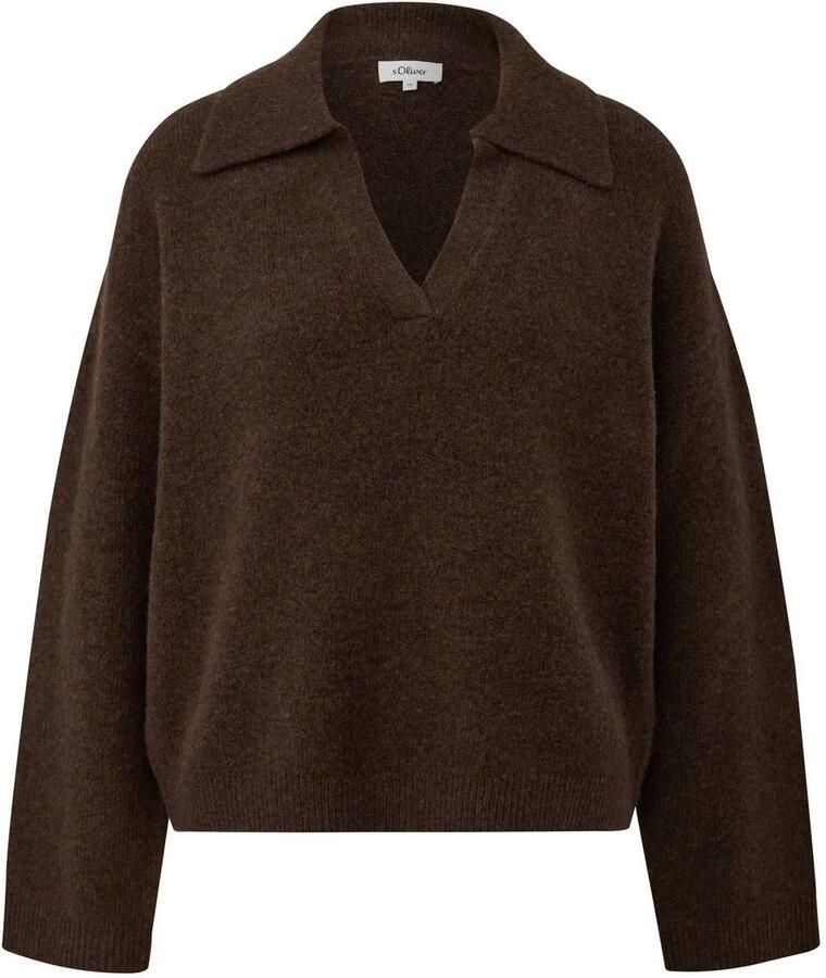 S.Oliver Curve Plus Size gebreide trui met wol bruin