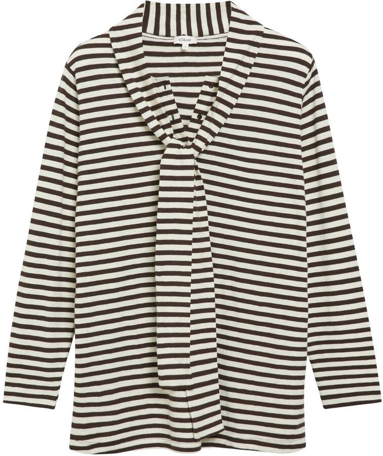 S.Oliver Curve Plus Size gestreepte top donkerbruin