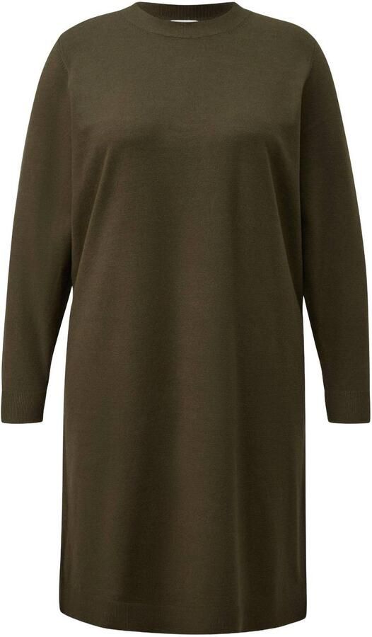 S.Oliver Curve Plus Size korte gebreide jurk donkergroen