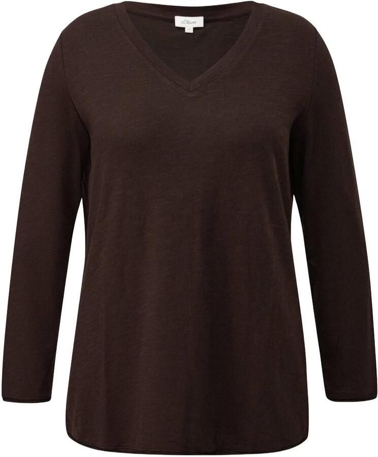 S.Oliver Curve Plus Size top donkerbruin