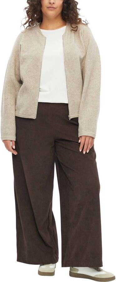 S.Oliver Curve Plus Size wide leg corduroy casual broek donkerbruin