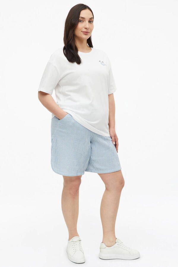 S.Oliver Curve regular waist straight leg korte broek Plus Size lichtblauw
