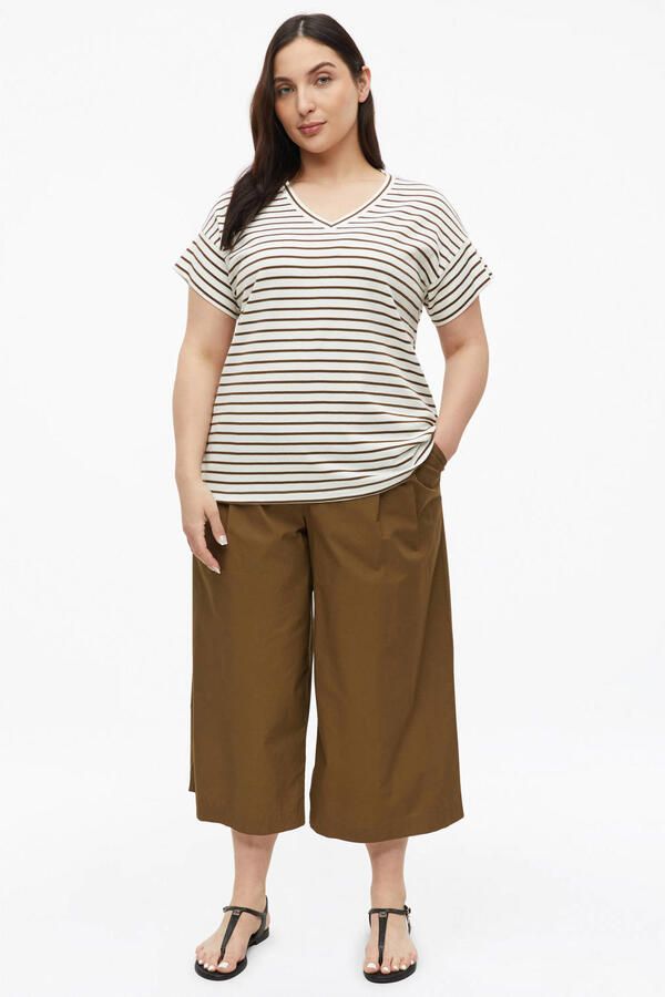 S.Oliver Curve relaxed fit gestreept T-shirt Plus Size bruin