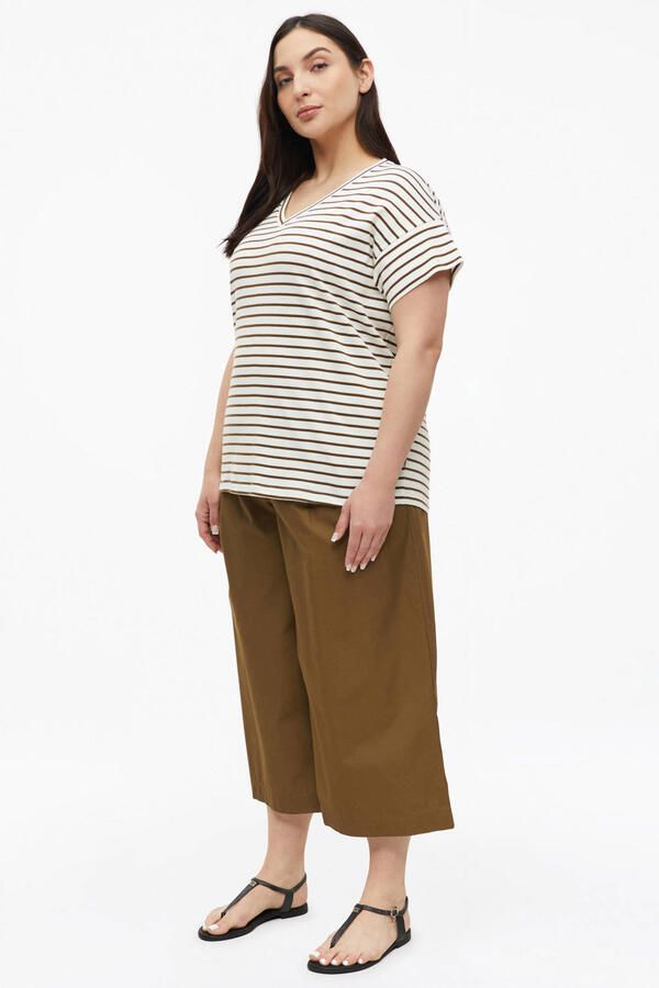 S.Oliver Curve relaxed fit gestreept T-shirt Plus Size bruin - Foto 2