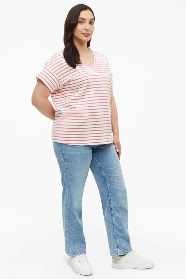 S.Oliver Curve relaxed fit gestreept T-shirt Plus Size roze - Foto 2
